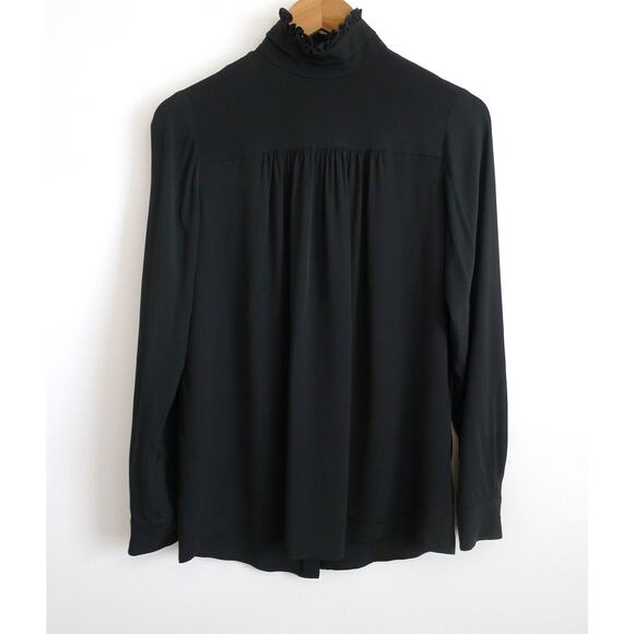 No21 No. 21 ITALY Silk Acetate Ruffle Mock Neck Top Blouse FARFETCH YOOX 40 $430 - Picture 1 of 9